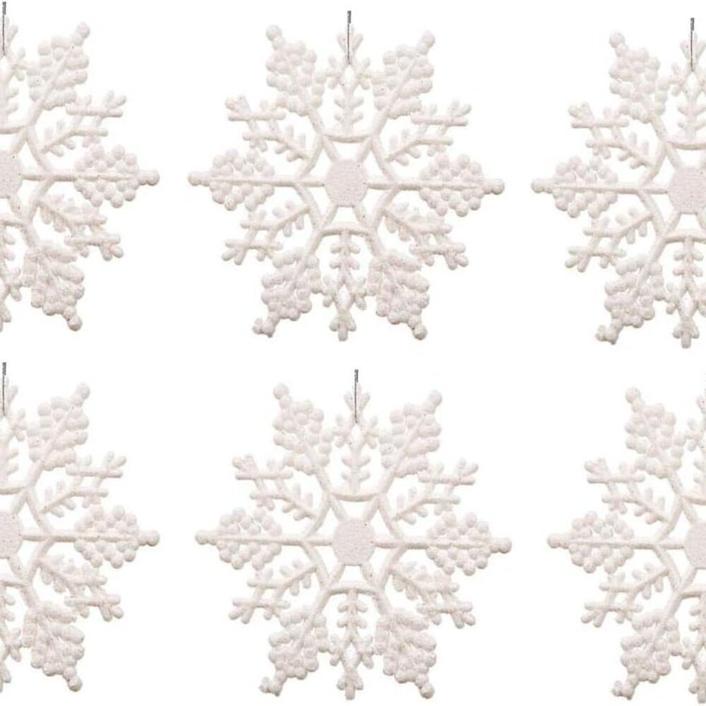 Kipokalor Plastic Snowflake Ornaments, 24pcs 3-Inch Sparkling Iridescent Glitter